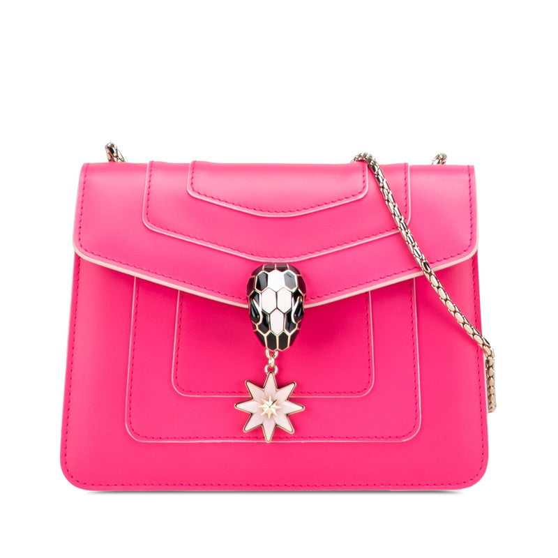 ブルガリ セルペンティ フォーエバー チェーン ショルダーバッグ ピンク レザー レディース BVLGARI 【中古】