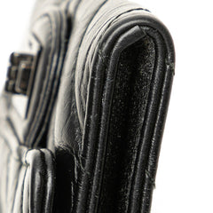 シャネル Vステッチ シェブロン カードケース ブラック ラムスキン レディース CHANEL 【中古】