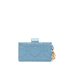 ディオール カナージュ カードケース 名刺入れ ブルー ゴールド エナメル レディース Dior 中古
