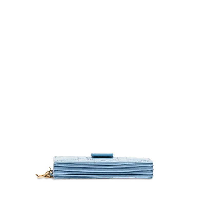 ディオール カナージュ カードケース 名刺入れ ブルー ゴールド エナメル レディース Dior 【中古】