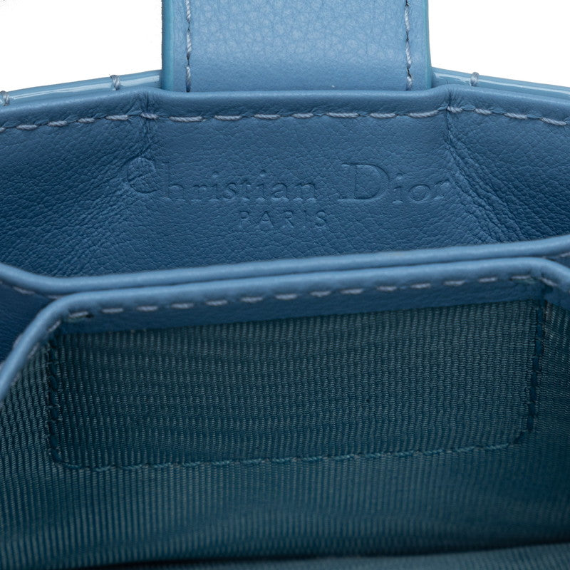 ディオール カナージュ カードケース 名刺入れ ブルー ゴールド エナメル レディース Dior 【中古】