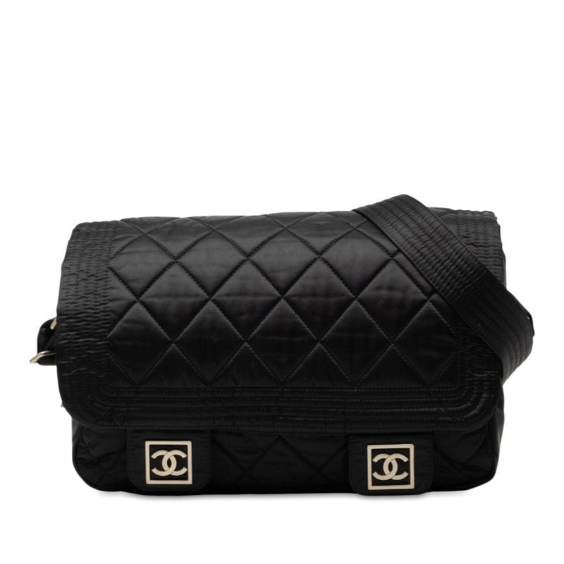 シャネル スポーツライン ココマーク 斜め掛け ショルダーバッグ メッセンジャー ブラック ナイロン レディース CHANEL 中古