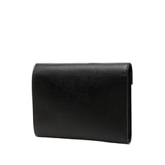 サンローラン カサンドラ YSLロゴ チェーン ショルダーバッグ ウォレット 635023 ブラック レザー レディース SAINT LAURENT 【中古】