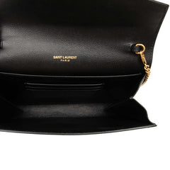 サンローラン カサンドラ YSLロゴ チェーン ショルダーバッグ ウォレット 635023 ブラック レザー レディース SAINT LAURENT 【中古】