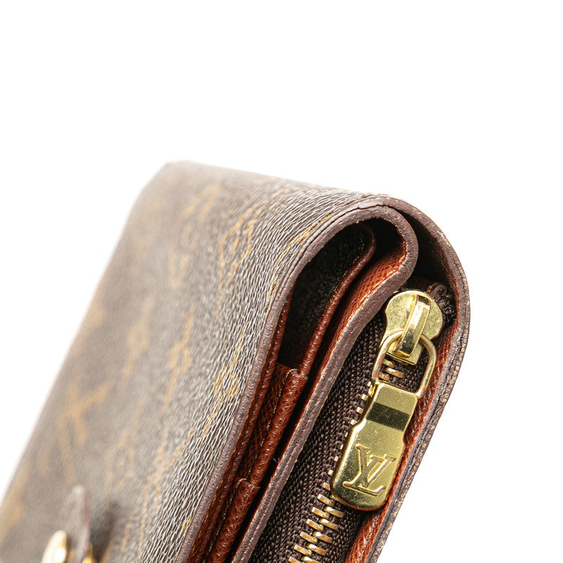 ルイ ヴィトン モノグラム ポルトパピエ 二つ折り財布 M61207 ブラウン PVC レザー レディース LOUIS VUITTON 【中古】
