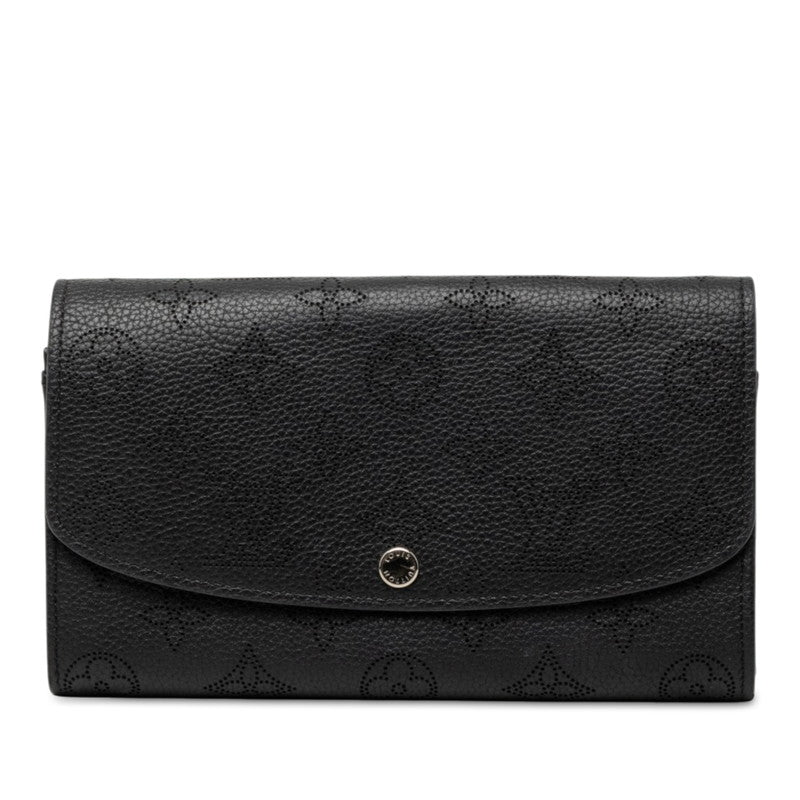 ルイ ヴィトン モノグラム マヒナ ポルトフォイユ イリス 長財布 M60143 ブラック レザー レディース LOUIS VUITTON 中古