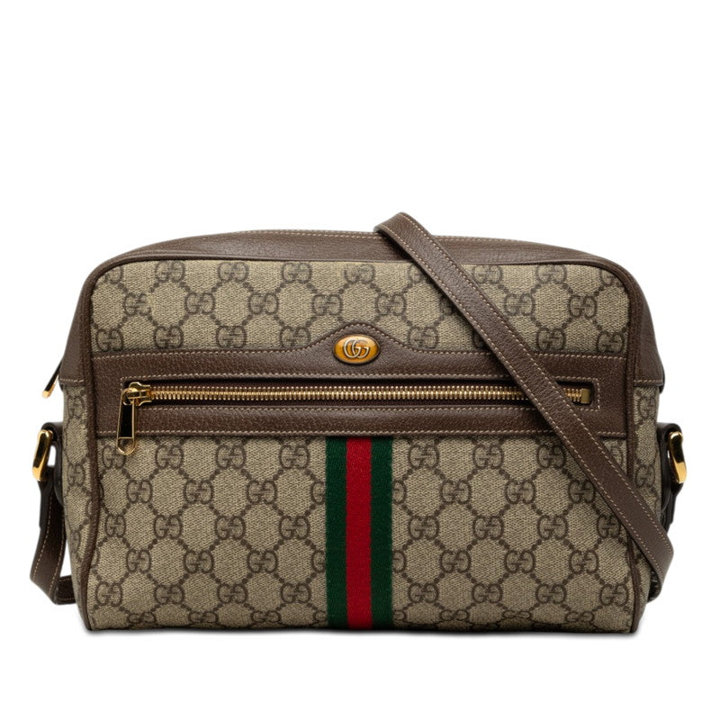 グッチ オフィディア GGスプリーム シェリーライン 斜め掛け ショルダーバッグ 517080 ベージュ PVC レザー レディース GUCCI 【中古】