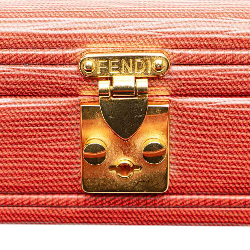 フェンディ ミニトランク アタッシュケース ショルダーバッグ 2WAY レッド レザー レディース FENDI 【中古】