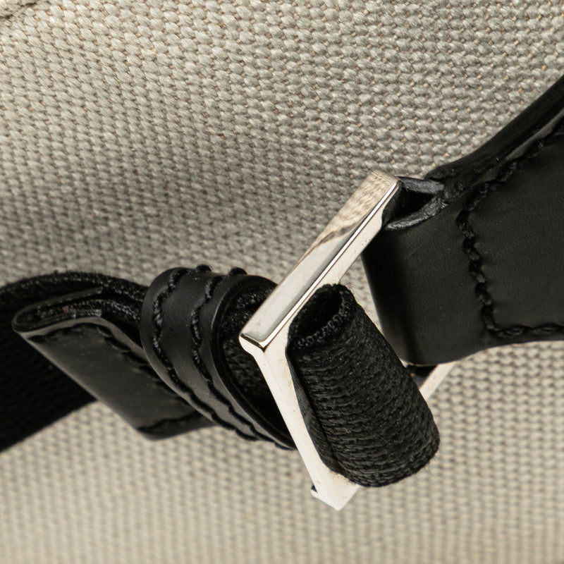 バレンシアガ ロゴ ボディバッグ ウエストバッグ 433625 ベージュ ブラック キャンバス レザー レディース BALENCIAGA 【中古】