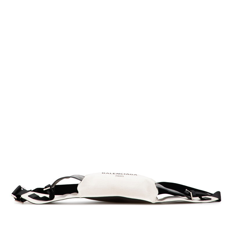 バレンシアガ ロゴ ボディバッグ ウエストバッグ 433625 ベージュ ブラック キャンバス レザー レディース BALENCIAGA 【中古】