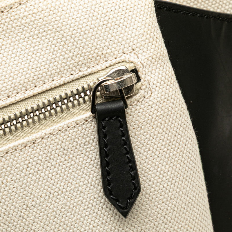 バレンシアガ ロゴ ボディバッグ ウエストバッグ 433625 ベージュ ブラック キャンバス レザー レディース BALENCIAGA 【中古】