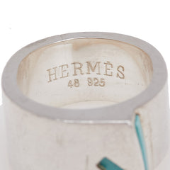 エルメス キャンディリング リング 指輪 ＃48 シルバー ターコイズブルー SV925 シルバー レディース HERMES 【中古】