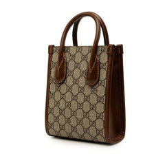 グッチ インターロッキングG GGスプリーム ミニ ショルダーバッグ ハンドバッグ 2WAY 671623 ベージュ PVC レザー レディース GUCCI 中古
