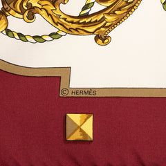 エルメス カレ90 LES CLES THE KEYS RARE 鍵 スカーフ アイボリー ワインレッド シルク レディース HERMES 【中古】