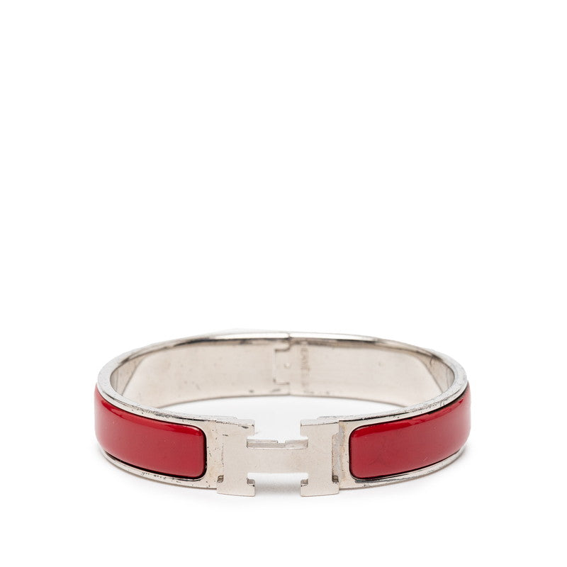 エルメス クリックH PM ブレスレット シルバー レッド メタル エナメル レディース HERMES 【中古】