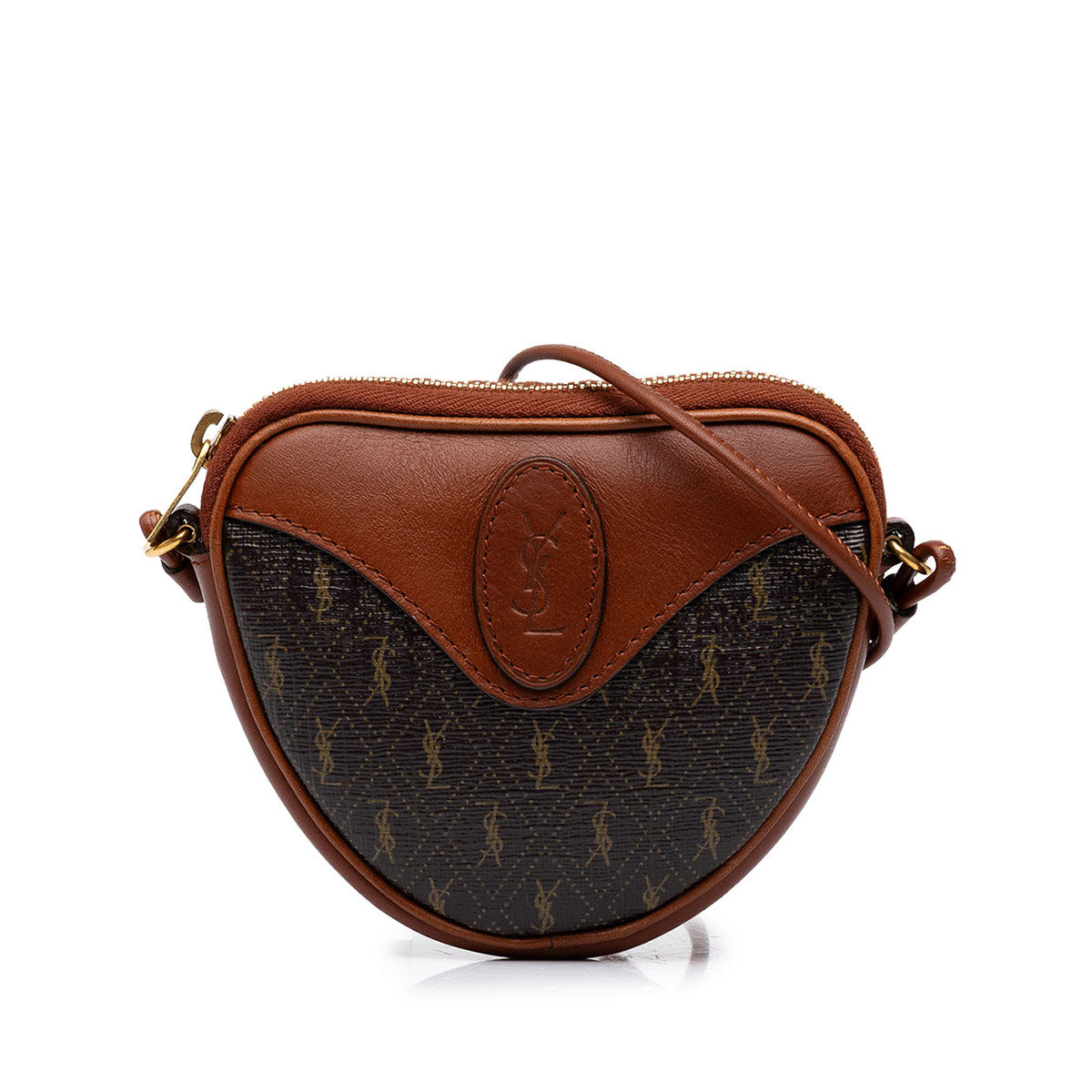 サンローラン マイクロクール コインパース ショルダーバッグ ポシェット 696772 ブラウン PVC レザー レディース SAINT LAURENT 中古