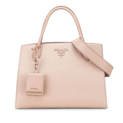プラダ モノクローム ハンドバッグ ショルダーバッグ 2WAY ピンクベージ レザー レディース PRADA 【中古】