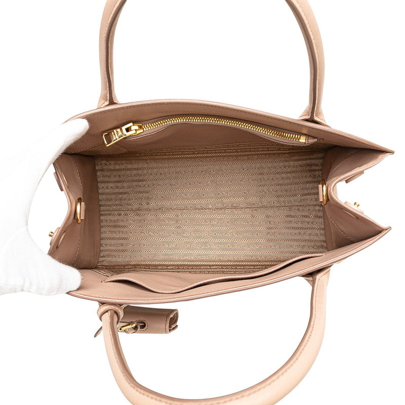 プラダ モノクローム ハンドバッグ ショルダーバッグ 2WAY ピンクベージ レザー レディース PRADA 【中古】