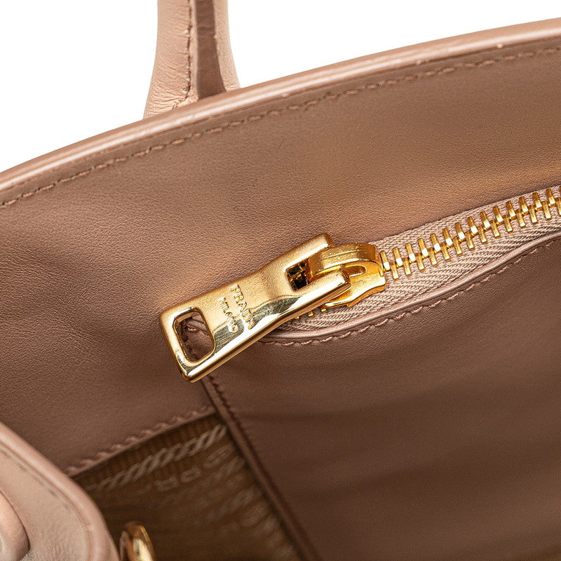 プラダ モノクローム ハンドバッグ ショルダーバッグ 2WAY ピンクベージ レザー レディース PRADA 【中古】