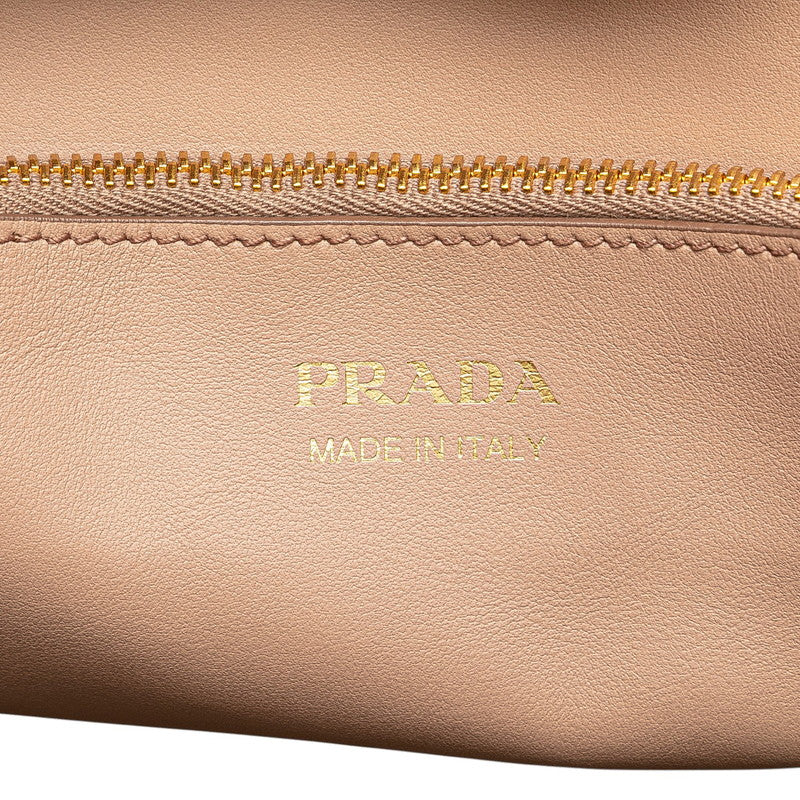 プラダ モノクローム ハンドバッグ ショルダーバッグ 2WAY ピンクベージ レザー レディース PRADA 【中古】