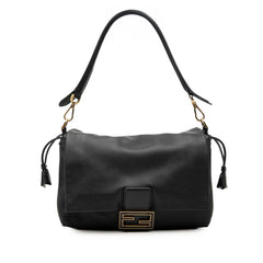 フェンディ マンマバケット ミディアム FFロゴ ワンショルダーバッグ 8BR833 ブラック ゴールド レザー レディース FENDI 中古