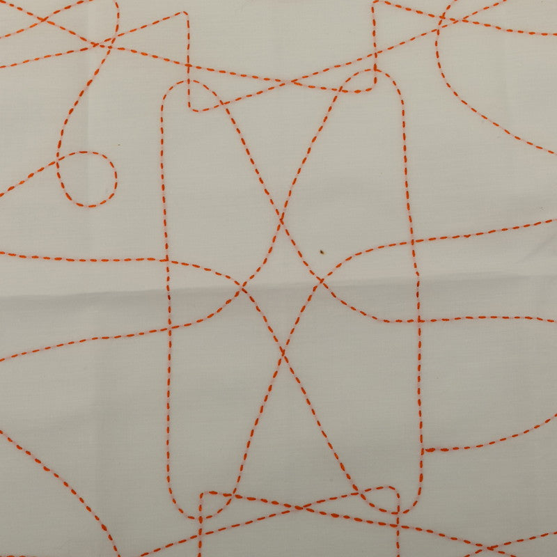 エルメス Coup de Fouet 馬 刺繍 モチーフ ハンカチ ホワイト オレンジ コットン レディース HERMES 【中古】
