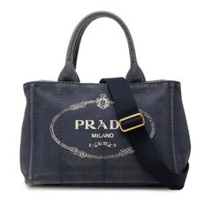 プラダ 三角ロゴプレート カナパ ミニ ハンドバッグ ショルダーバッグ 2WAY 1BG439 ピンク キャンバス レディース PRADA 【中古】