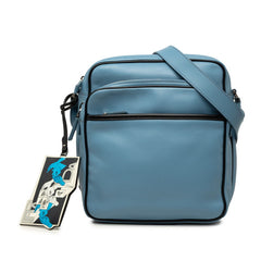 プラダ 三角ロゴプレート 斜め掛け ショルダーバッグ 2VH030 ライトブルー レザー レディース PRADA 中古