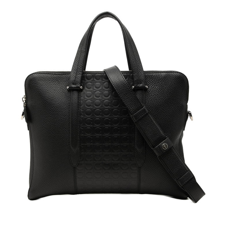 サルヴァトーレフェラガモ ガンチーニ ビジネスバッグ ショルダーバッグ 2WAY ブラック レザー メンズ Salvatore Ferragamo 中古
