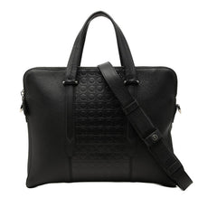 サルヴァトーレフェラガモ ガンチーニ ビジネスバッグ ショルダーバッグ 2WAY ブラック レザー メンズ Salvatore Ferragamo 中古