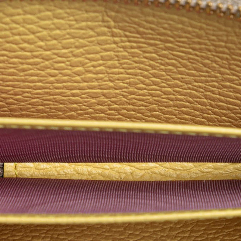 グッチ ダブルG ラウンドファスナー コインケース 小銭入れ 644412 ベージュ ゴールド レザー レディース GUCCI 【中古】