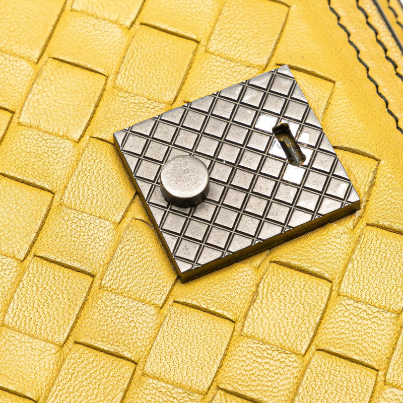 ボッテガヴェネタ イントレチャート チェーン ショルダーバッグ イエロー レザー レディース BOTTEGAVENETA 【中古】