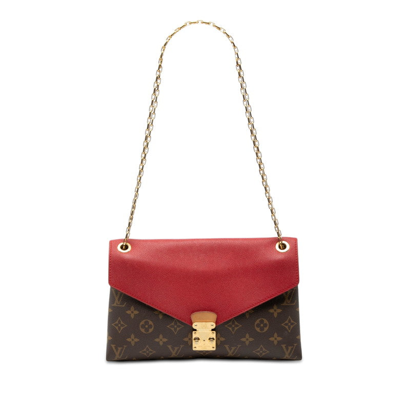 ルイ ヴィトン モノグラム パラス チェーン ショルダーバッグ M41201 スリーズ レッド ブラウン PVC レザー レディース LOUIS VUITTON 【中古】