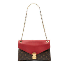 ルイ ヴィトン モノグラム パラス チェーン ショルダーバッグ M41201 スリーズ レッド ブラウン PVC レザー レディース LOUIS VUITTON 【中古】