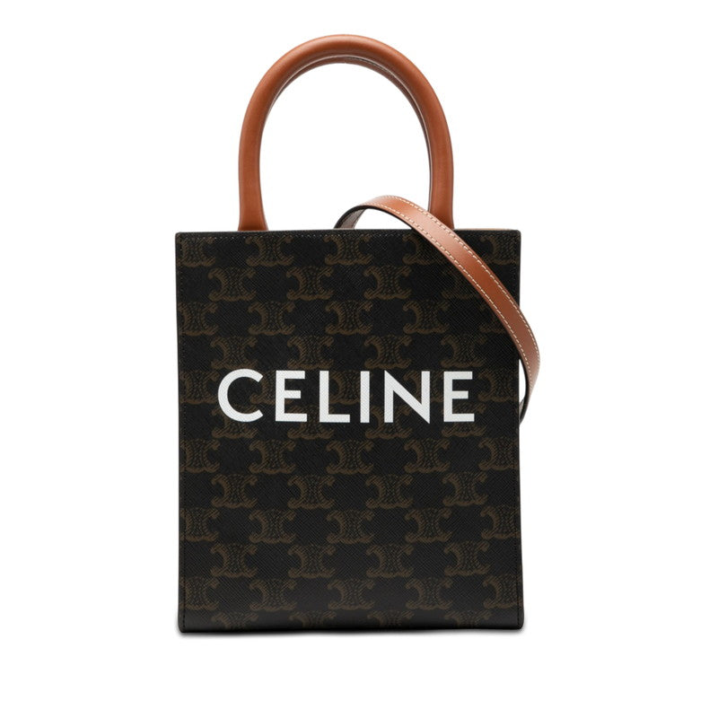 セリーヌ トリオンフ バーティカルカバ ミニ ハンドバッグ ショルダーバッグ 2WAY ブラウン PVC レザー レディース CELINE 【中古】