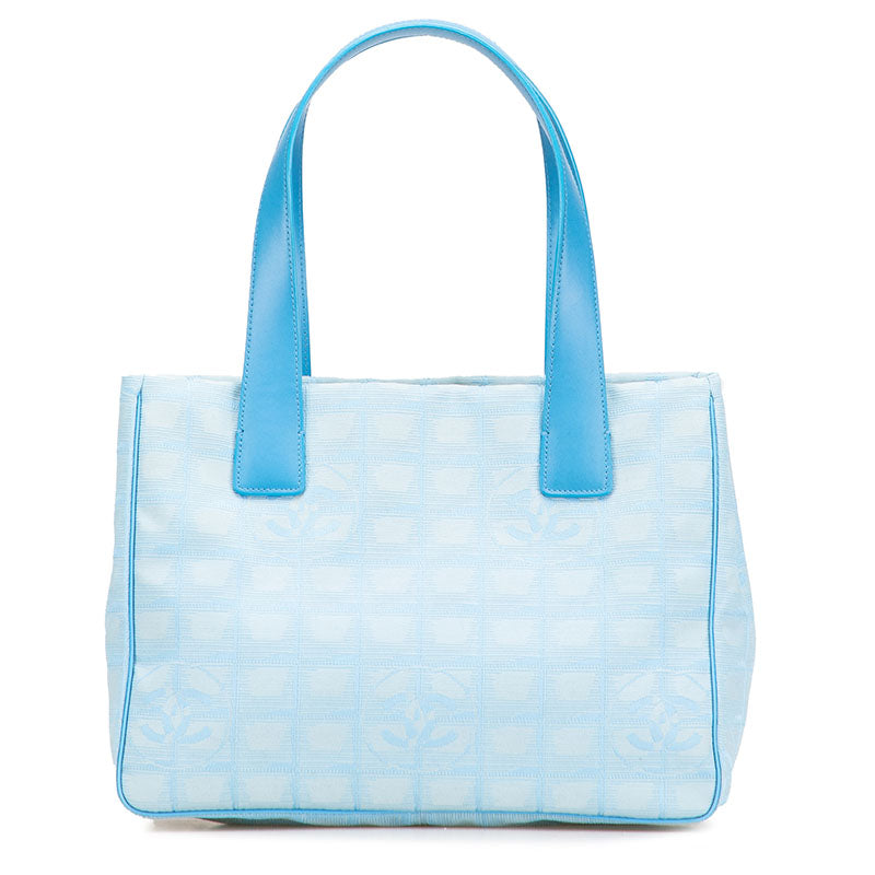 シャネル ニュートラベルライン トートPM トートバッグ ハンドバッグ ブルー ナイロン レザー レディース CHANEL 【中古】
