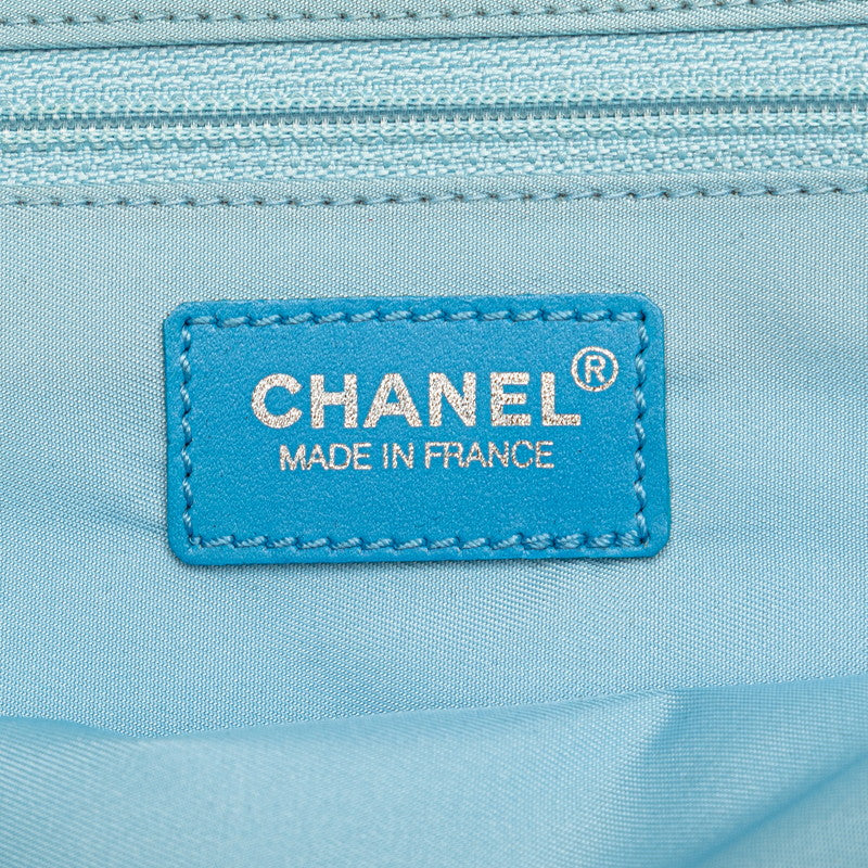 シャネル ニュートラベルライン トートPM トートバッグ ハンドバッグ ブルー ナイロン レザー レディース CHANEL 【中古】