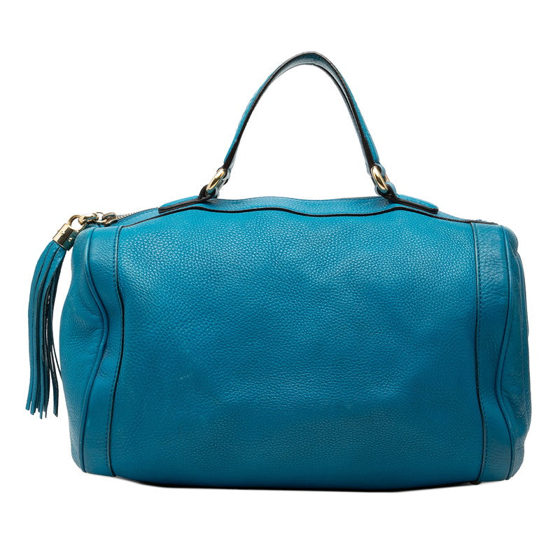 グッチ ソーホー インターロッキングG タッセル ハンドバッグ ミニボストンバッグ 282302 ブルー レザー レディース GUCCI 【中古】