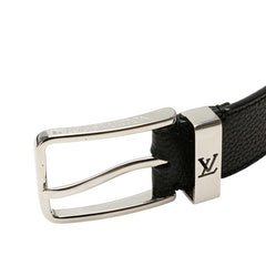 ルイ ヴィトン サンチュール ポンヌフ ベルト 80/32 M6066 ブラック シルバー レザー メタル メンズ LOUIS VUITTON 【中古】