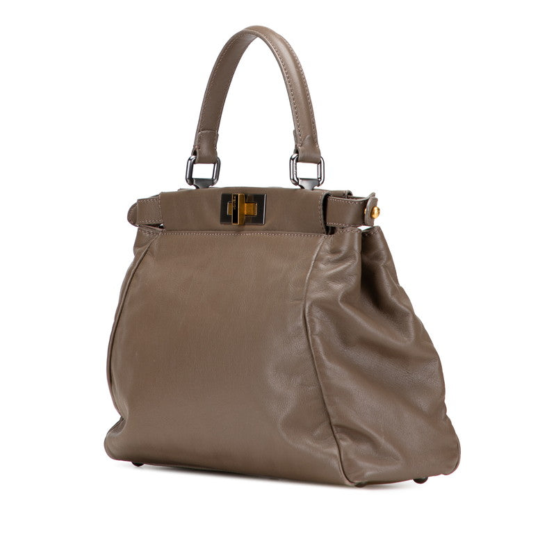 フェンディ ピーカブー ミディアム ハンドバッグ ショルダーバッグ 2WAY 8BN226 グレージュ ブラウン レザー レディース FENDI 【中古】
