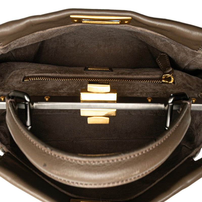フェンディ ピーカブー ミディアム ハンドバッグ ショルダーバッグ 2WAY 8BN226 グレージュ ブラウン レザー レディース FENDI 【中古】