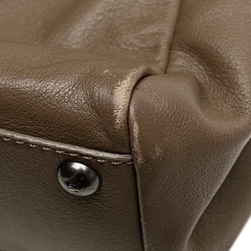 フェンディ ピーカブー ミディアム ハンドバッグ ショルダーバッグ 2WAY 8BN226 グレージュ ブラウン レザー レディース FENDI 【中古】