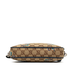 グッチ GGキャンバス スネーク刺繍 斜め掛け ショルダーバッグ 817771 ベージュ ネイビー キャンバス レザー レディース GUCCI 【中古】
