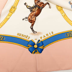 エルメス カレ90 ECOLE FRANCAISE D'EQUITATION フランス国立乗馬学校 スカーフ ピンク ホワイト シルク レディース HERMES 【中古】