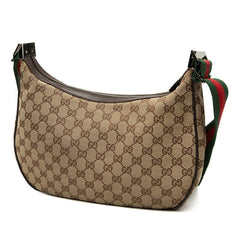グッチ GGキャンバス シェリーライン 斜め掛け ショルダーバッグ 122790 ベージュ ブラウン キャンバス レザー レディース GUCCI 中古