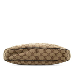 グッチ GGキャンバス シェリーライン 斜め掛け ショルダーバッグ 122790 ベージュ ブラウン キャンバス レザー レディース GUCCI 中古