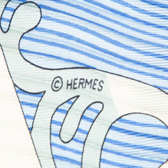 エルメス プリーツカレ VARANGUES ベランダ スカーフ ブルー マルチカラー シルク レディース HERMES 【中古】