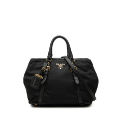 プラダ ロゴ ハンドバッグ 2WAY ショルダーバッグ ブラック ナイロン レザー レディース PRADA 【中古】