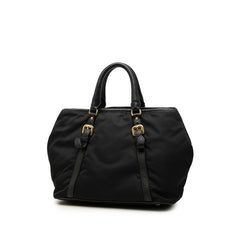 プラダ ロゴ ハンドバッグ 2WAY ショルダーバッグ ブラック ナイロン レザー レディース PRADA 【中古】