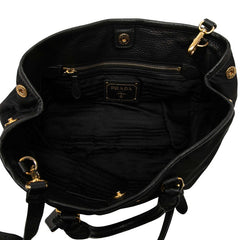 プラダ ロゴ ハンドバッグ 2WAY ショルダーバッグ ブラック ナイロン レザー レディース PRADA 【中古】